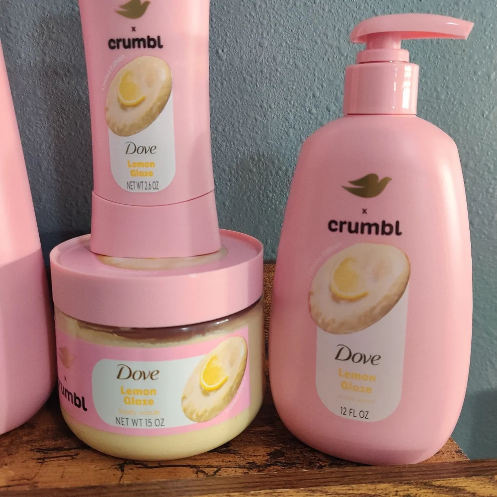 Dove crumble  set of 4 body hand wash deodorant scrub lemon glaze moistu…